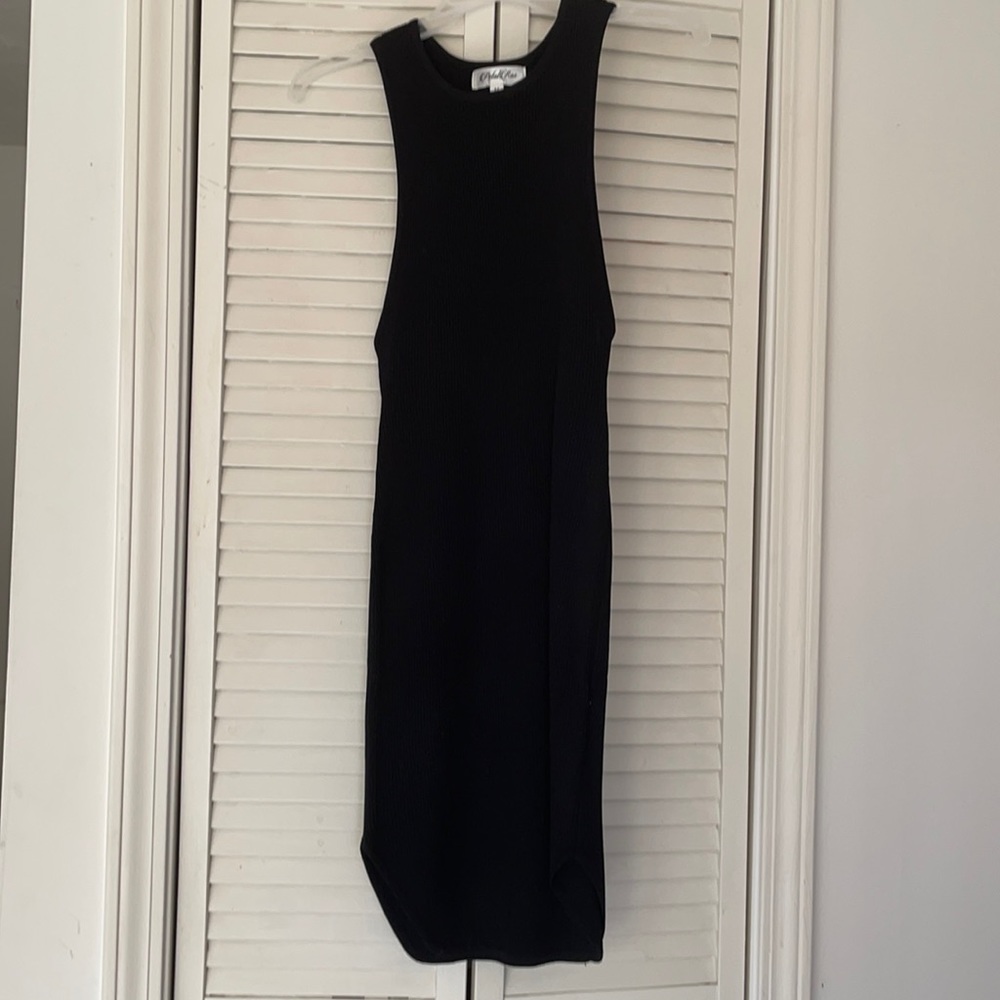 Black racer back bodycon dress